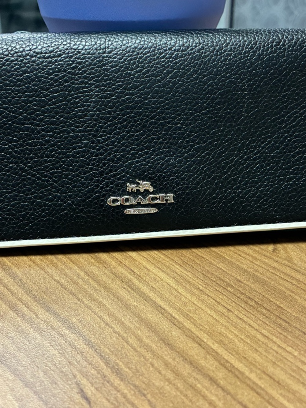 Coach Black Leather Wallet with White Trim